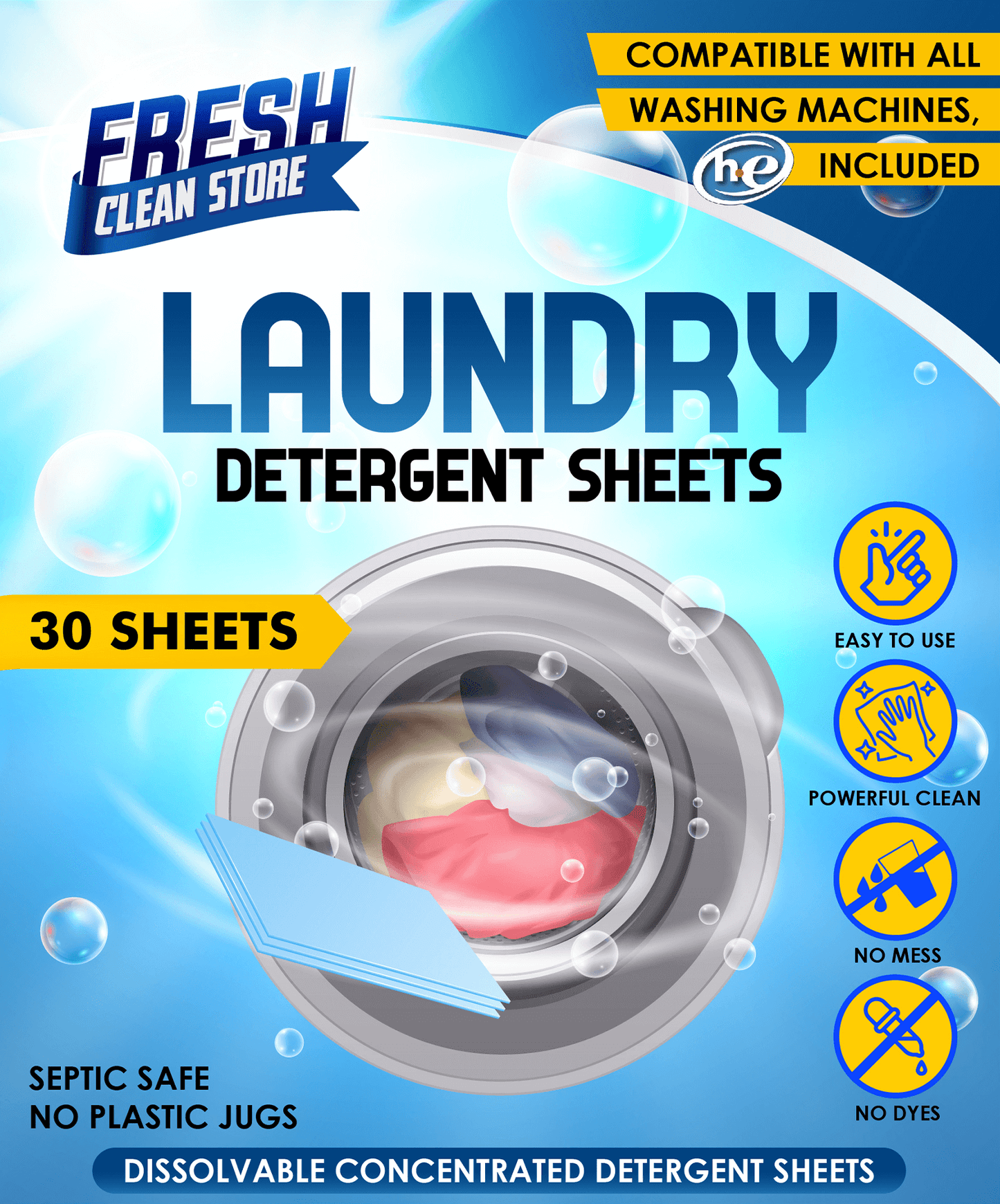 FRESH CLEAN STORE LAUNDRY ECO-SHEETS